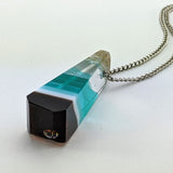 3D Aquascape Mini Tower Pendant, Dichroic Ocean Beach Necklace
