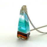 3D Aquascape Mini Tower Pendant, Dichroic Ocean Beach Necklace