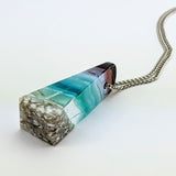 3D Aquascape Mini Tower Pendant, Dichroic Ocean Beach Necklace