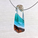 3D Aquascape Mini Tower Pendant, Dichroic Ocean Beach Necklace