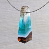 3D Aquascape Mini Tower Pendant, Dichroic Ocean Beach Necklace