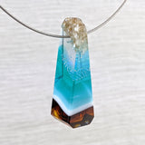 3D Aquascape Mini Tower Pendant, Dichroic Ocean Beach Necklace