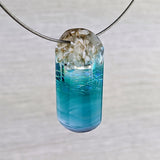 3D Aquascape Mini Tower Pendant, Dichroic Ocean Beach Necklace