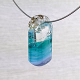3D Aquascape Mini Tower Pendant, Dichroic Ocean Beach Necklace