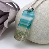 Light Sky Blue Standard Fused Dichroic Glass Aquascape Necklace