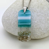 Light Sky Blue Standard Fused Dichroic Glass Aquascape Necklace