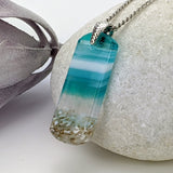 Light Sky Blue Standard Fused Dichroic Glass Aquascape Necklace