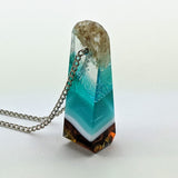 3D Aquascape Mini Tower Pendant, Dichroic Ocean Beach Necklace
