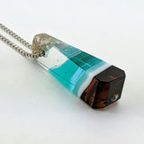 3D Aquascape Mini Tower Pendant, Dichroic Ocean Beach Necklace