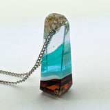 3D Aquascape Mini Tower Pendant, Dichroic Ocean Beach Necklace