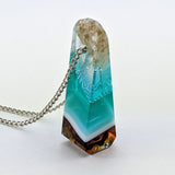 3D Aquascape Mini Tower Pendant, Dichroic Ocean Beach Necklace