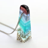 3D Aquascape Mini Tower Pendant, Dichroic Ocean Beach Necklace