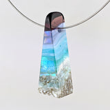 3D Aquascape Mini Tower Pendant, Dichroic Ocean Beach Necklace