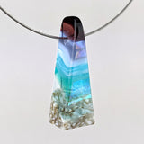 3D Aquascape Mini Tower Pendant, Dichroic Ocean Beach Necklace