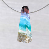 3D Aquascape Mini Tower Pendant, Dichroic Ocean Beach Necklace