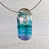 3D Aquascape Mini Tower Pendant, Dichroic Ocean Beach Necklace
