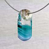 3D Aquascape Mini Tower Pendant, Dichroic Ocean Beach Necklace