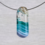 3D Aquascape Mini Tower Pendant, Dichroic Ocean Beach Necklace