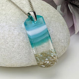 Light Sky Blue Standard Fused Dichroic Glass Aquascape Necklace