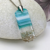 Light Sky Blue Standard Fused Dichroic Glass Aquascape Necklace