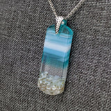 Light Sky Blue Standard Fused Dichroic Glass Aquascape Necklace
