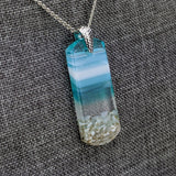 Light Sky Blue Standard Fused Dichroic Glass Aquascape Necklace