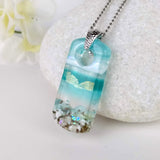 Aqua Turquoise Rectangle, Fused Glass Necklace, Fused Glass Pendant, Fused Glass Jewelry, Dichroic Glass, Glass Jewelry