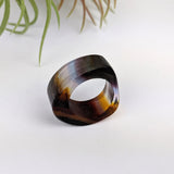 Amber Clear Lavender Statement Ring, Cocktail Ring, Hand Carved Chunky Ring, Modern Big Glass Ring