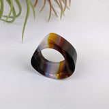 Amber Clear Lavender Statement Ring, Cocktail Ring, Hand Carved Chunky Ring, Modern Big Glass Ring