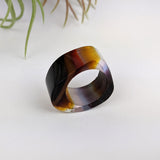Amber Clear Lavender Statement Ring, Cocktail Ring, Hand Carved Chunky Ring, Modern Big Glass Ring