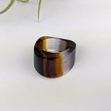 Amber Clear Lavender Statement Ring, Cocktail Ring, Hand Carved Chunky Ring, Modern Big Glass Ring