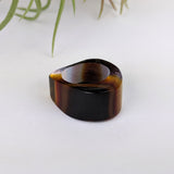 Amber Clear Lavender Statement Ring, Cocktail Ring, Hand Carved Chunky Ring, Modern Big Glass Ring
