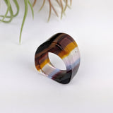 Amber Clear Lavender Statement Ring, Cocktail Ring, Hand Carved Chunky Ring, Modern Big Glass Ring