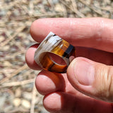 Dark Amber Gray Faceted Statement Ring, Cocktail Ring, Hand Carved Chunky Ring, Big Glass Ring