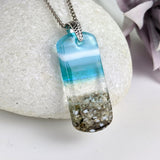Light Sky Blue Standard Fused Dichroic Glass Aquascape Necklace