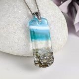 Light Sky Blue Standard Fused Dichroic Glass Aquascape Necklace
