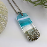 Light Sky Blue Standard Fused Dichroic Glass Aquascape Necklace