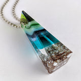 3D Aquascape Tower Pendant, Ocean Beach Necklace