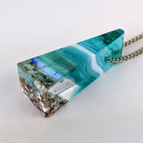 3D Aquascape Tower Pendant, Ocean Beach Necklace