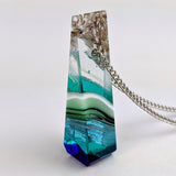 3D Aquascape Tower Pendant, Dichroic Ocean Beach Necklace