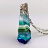 3D Aquascape Tower Pendant, Dichroic Ocean Beach Necklace