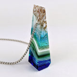 3D Aquascape Tower Pendant, Dichroic Ocean Beach Necklace