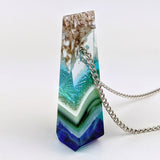 3D Aquascape Tower Pendant, Dichroic Ocean Beach Necklace