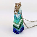 3D Aquascape Tower Pendant, Dichroic Ocean Beach Necklace