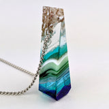 3D Aquascape Tower Pendant, Dichroic Ocean Beach Necklace