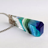3D Aquascape Tower Pendant, Dichroic Ocean Beach Necklace