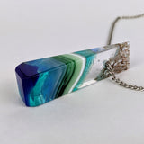 3D Aquascape Tower Pendant, Dichroic Ocean Beach Necklace