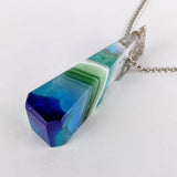 3D Aquascape Tower Pendant, Dichroic Ocean Beach Necklace
