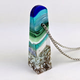 3D Aquascape Tower Pendant, Dichroic Ocean Beach Necklace