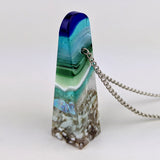3D Aquascape Tower Pendant, Dichroic Ocean Beach Necklace